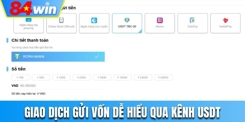 Giao dịch gửi vốn dễ hiểu qua kênh USDT